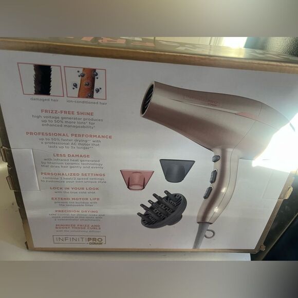 Conair InfinitiPro Frizz-Free Collection Rose Gold Hair Dryer  Model 750N - Picture 2 of 4